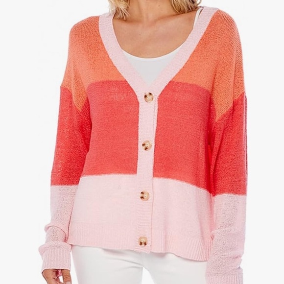 Mud Pie Barker Button Down Cardigan Sz M/L Women Multi Colored - Picture 4 of 8